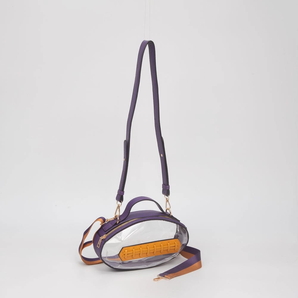 Clear Gameday Football Stitch Detail Crossbody Bag-Purple