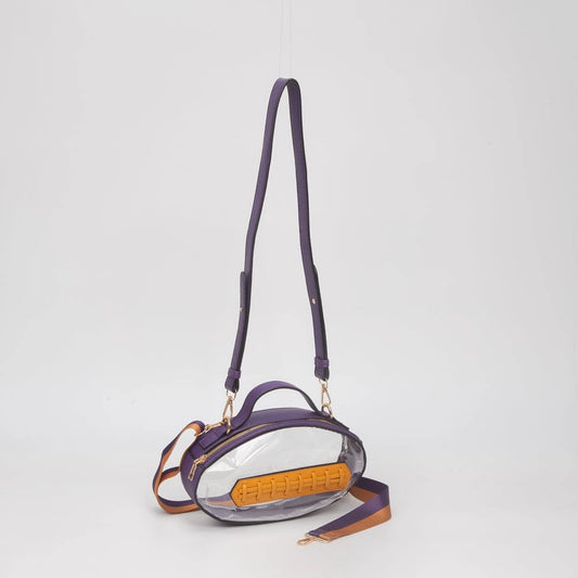 Clear Gameday Football Stitch Detail Crossbody Bag-Purple
