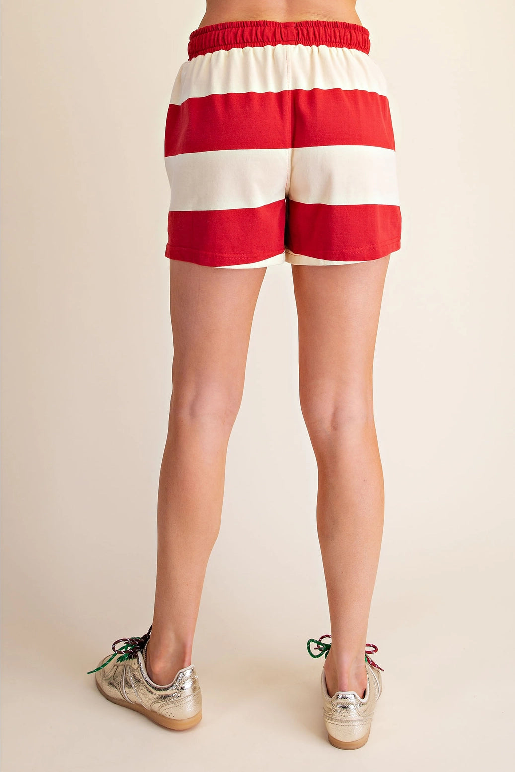 Waist Elastic Band Stripe Sweat Shorts