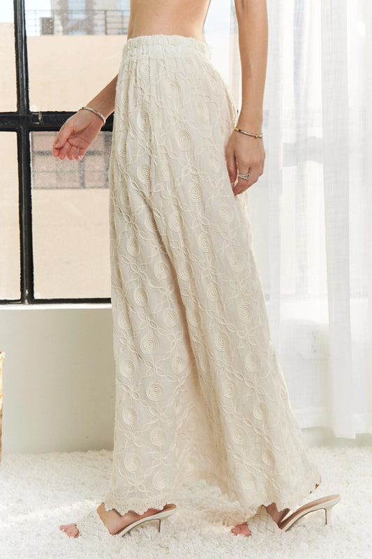E9 Elastic Waist Applique Abstract Maxi Skirt
