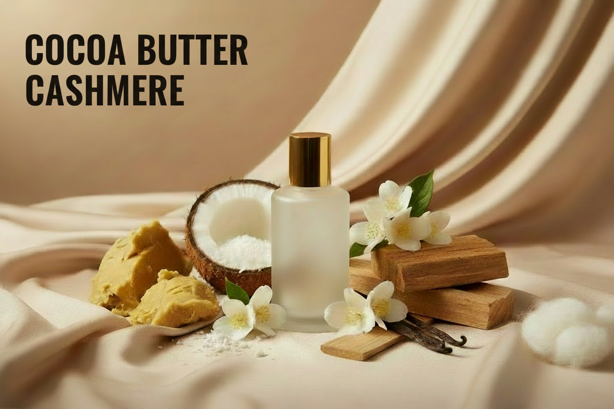 KEEP IMAGE AND ADD COCOA BUTTER CASHMERE TO TOP LEFT IN BOLD PRINT