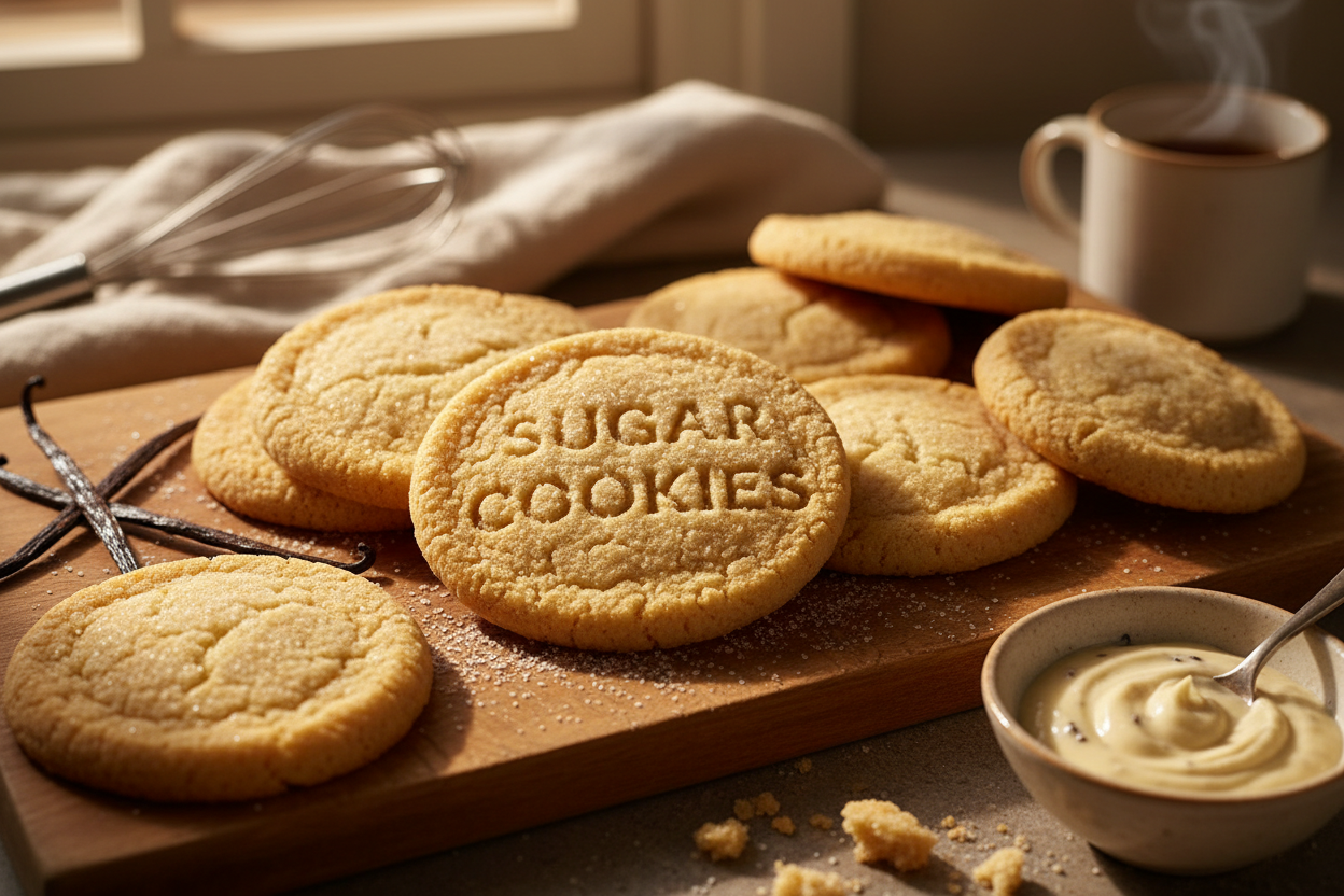 SUGAR COOKIE -The irresistible scent of freshly baked sugar cookies, delicately sweetened with creamy vanilla and rich, buttery warmth. HAVE THE WORD SUGAR COOKIES IN THE IMAGE CREATION